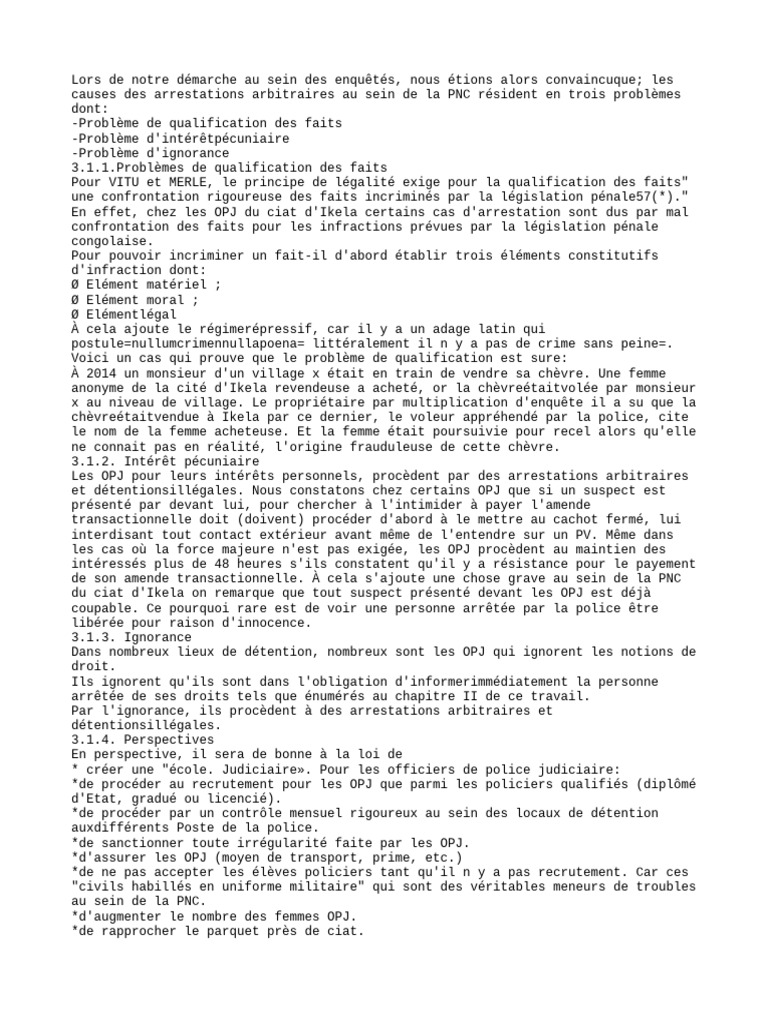 Causes des arrestations arbitraires en RDC | PDF | Justice | Crime et ...