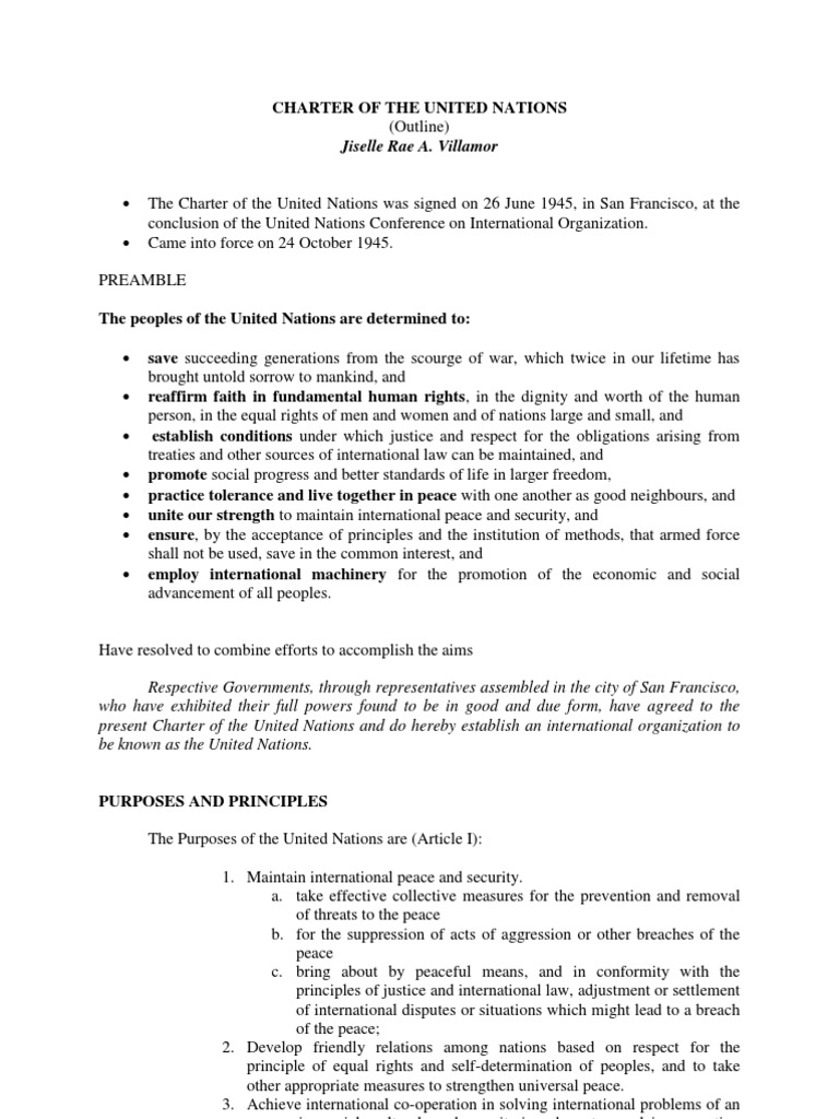 United Nations Charter Overview | PDF | United Nations | International ...