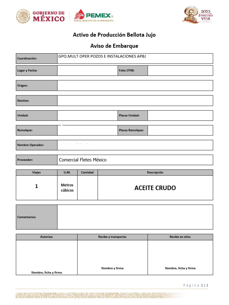 Aviso de Embarque Adin 3 | PDF