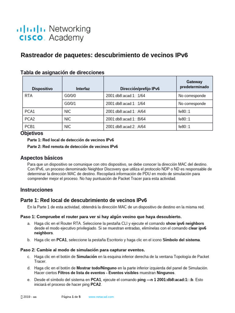 9.3.4 Packet Tracer Ipv6 Neighbor Discovery Es XL | PDF | Yo Pv6 ...
