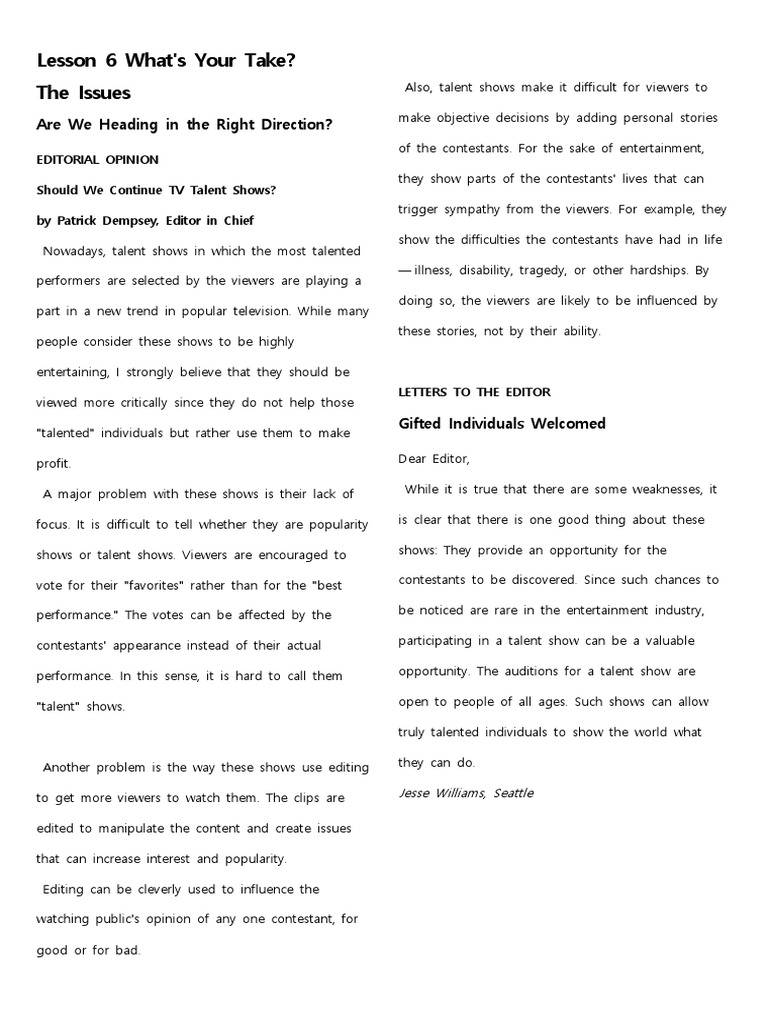 Lesson 6 What's Your Take PDF Artificial Intelligence