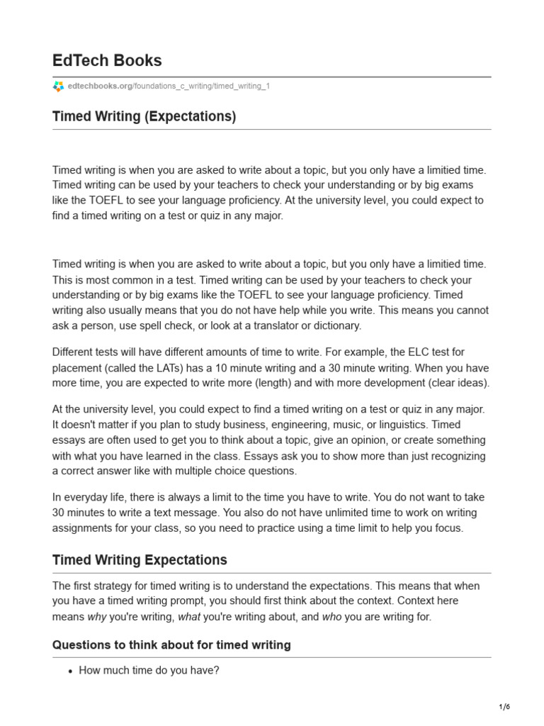 Timed Writing Strategies and Tips | PDF | Reading Comprehension | Human ...