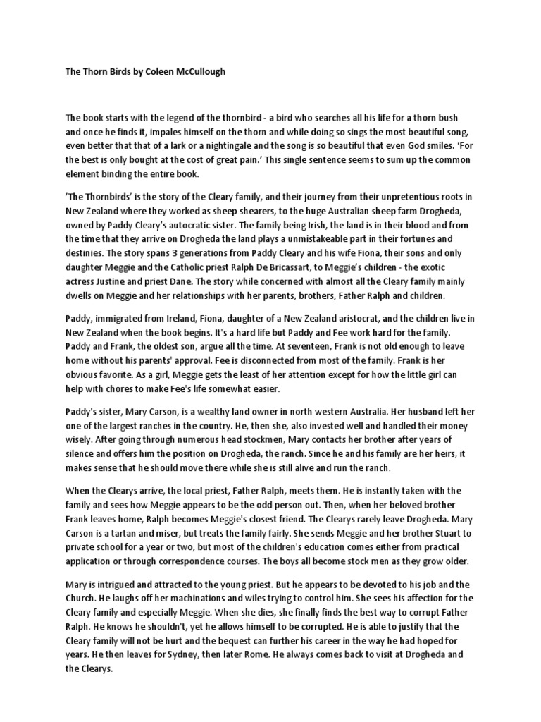 The Thorn Birds by Coleen McCullough Book Review Books