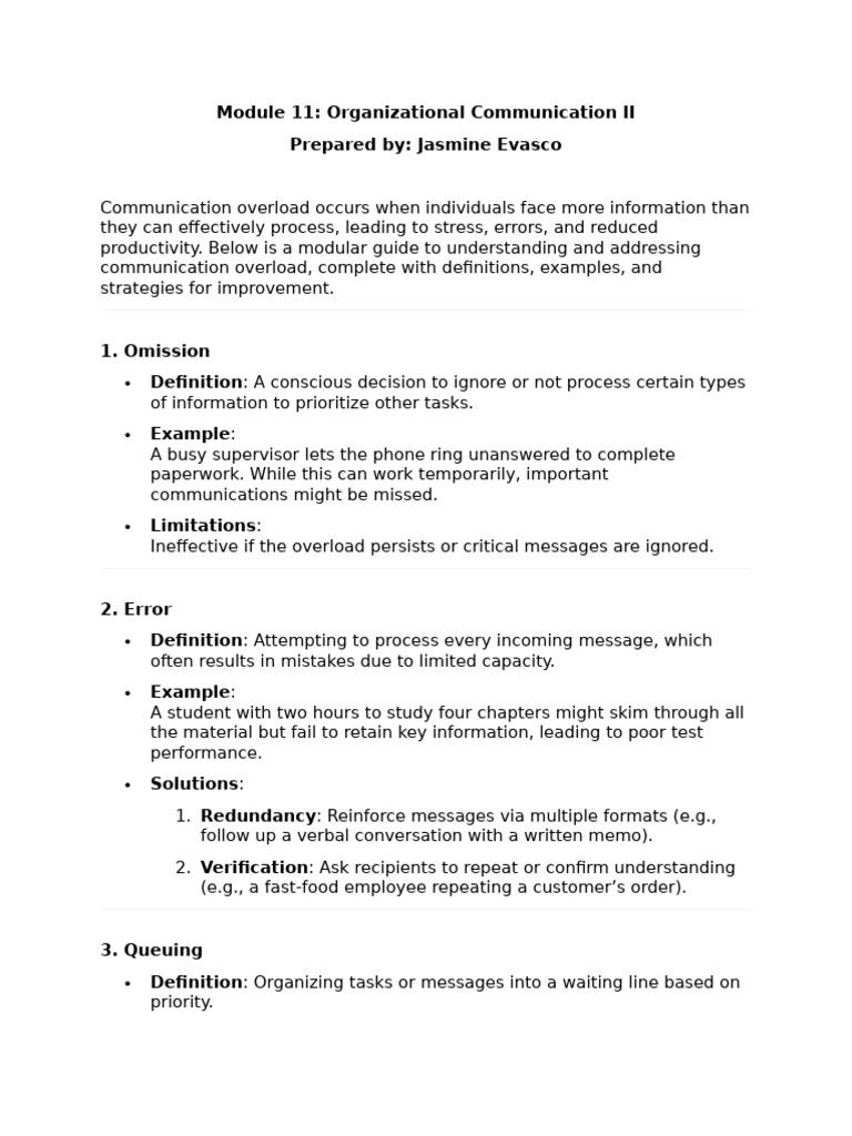 Addressing Communication Overload | PDF | Communication | Occupational ...