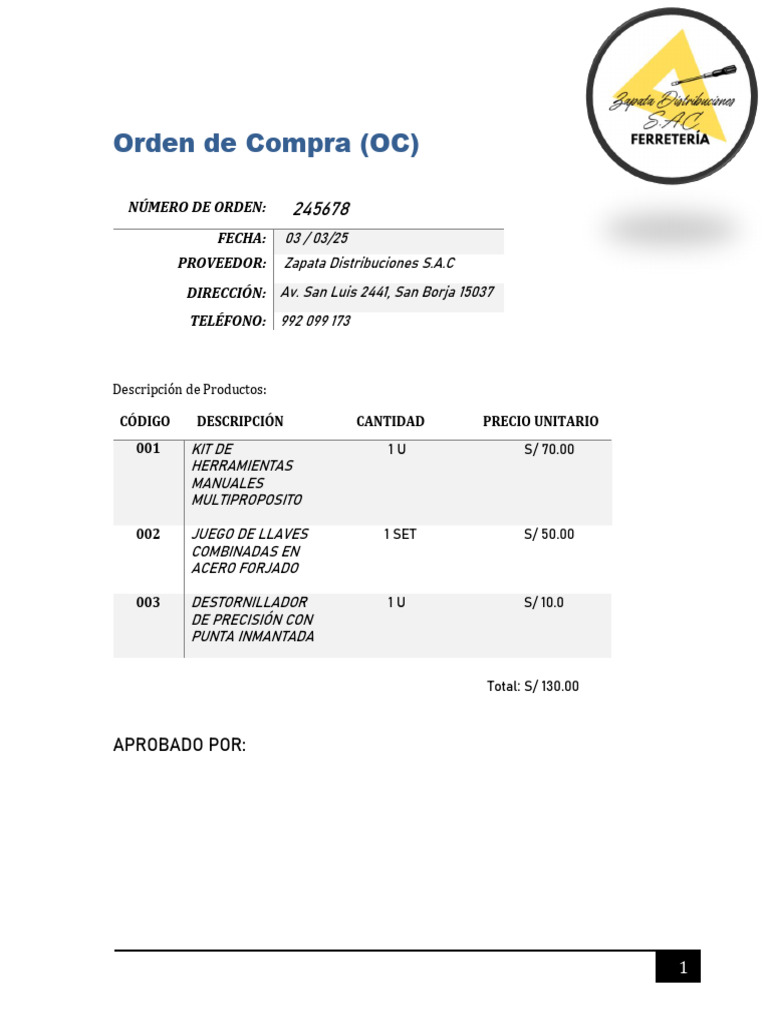 Orden de Compra y Documentos Relacionados | PDF