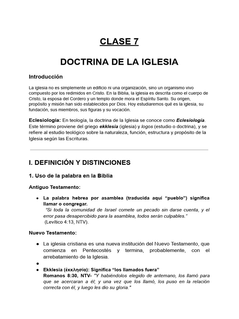 Doctrina de la Iglesia: Eclesiología | PDF | Iglesia cristiana | Cristo ...