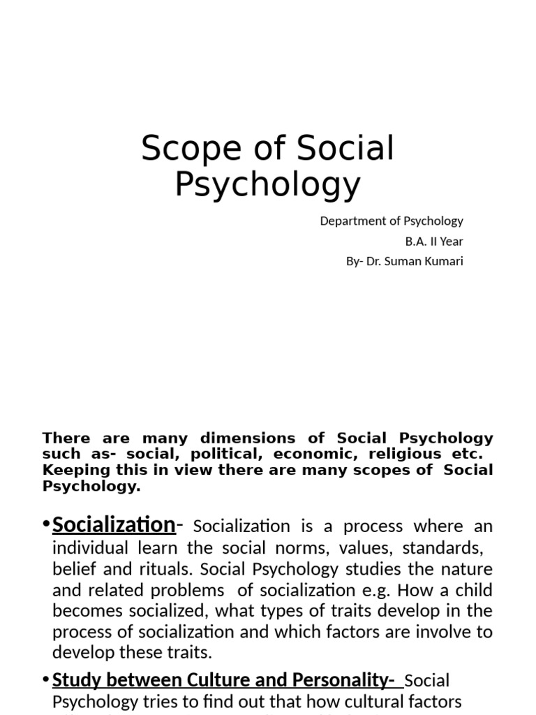 Scope of Social Psychology | PDF | Social Psychology | Psychology
