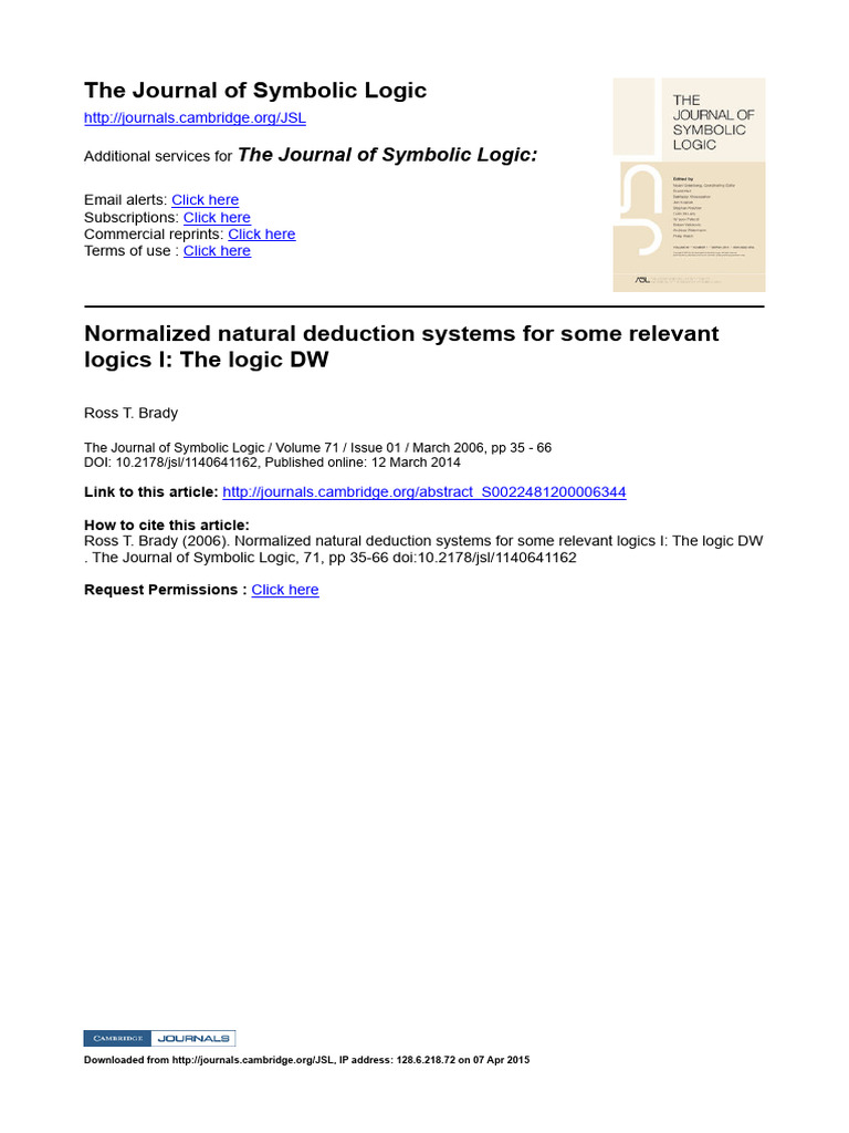 (Brady) Normalized Natural Deduction Systems For Some Relevant Logics I ...