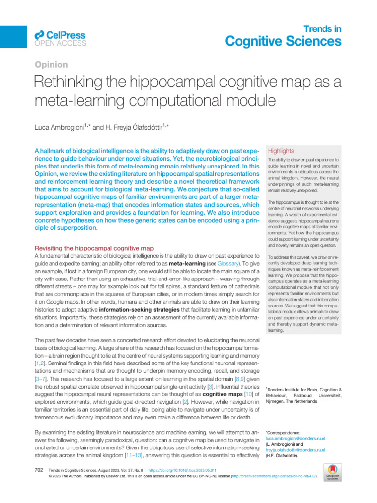 Ambrigioni Et Al 2023 - Rethinking The Hippocampal Cognitive Map As A ...