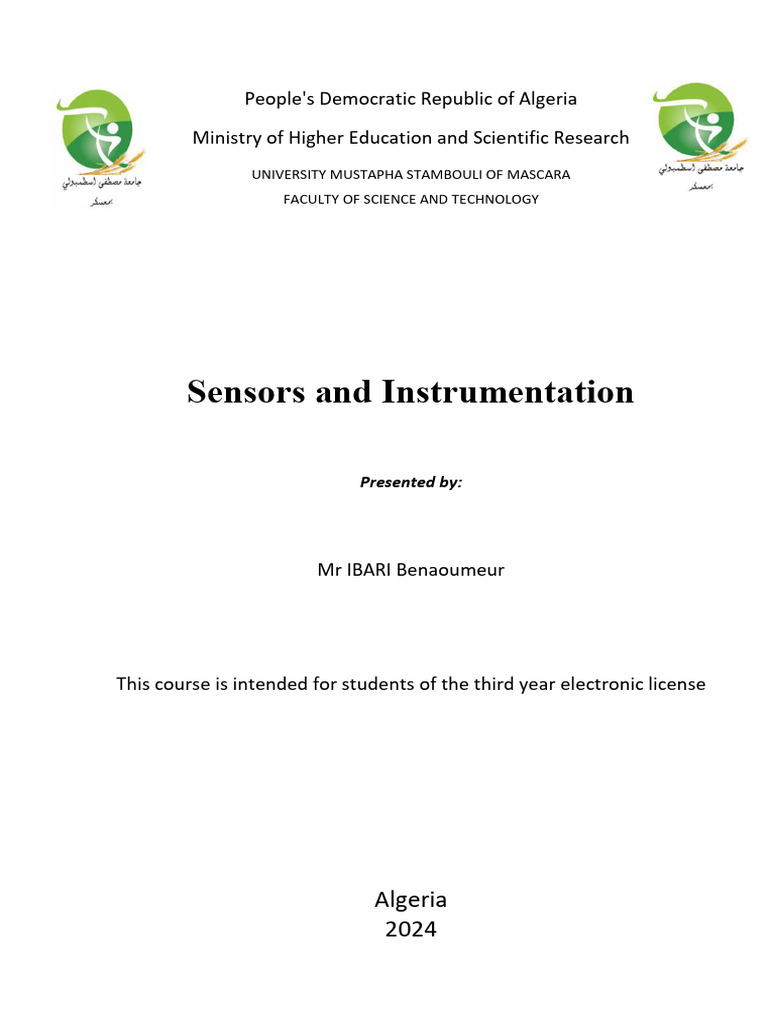 Sensors and Instrumentation Course Guide | PDF | Accuracy And Precision ...