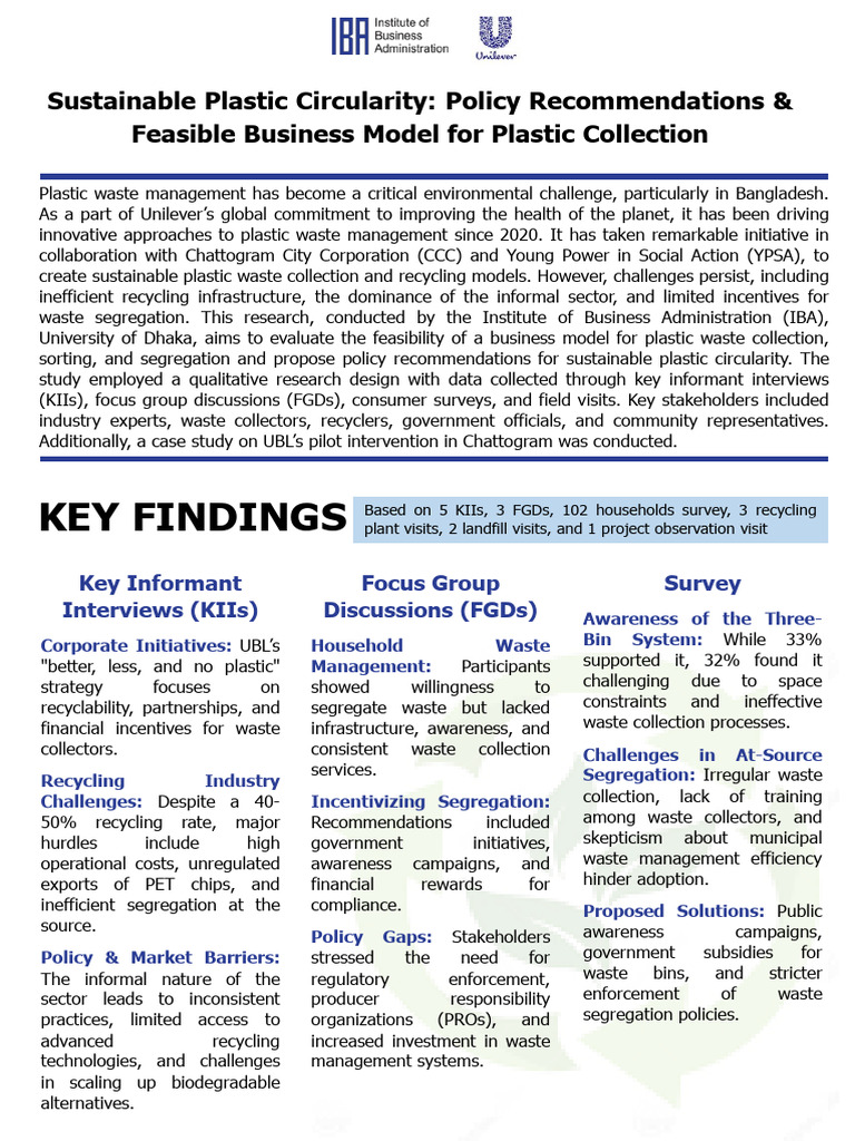 Sustainable Plastic Waste Solutions in Bangladesh | PDF | Recycling ...