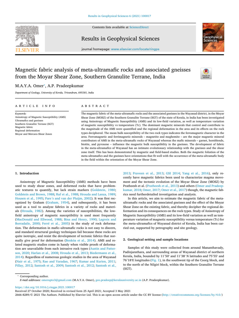 Magnetic Fabric Analysis of Meta Ultramafic Rocks and Ass - 2021 ...