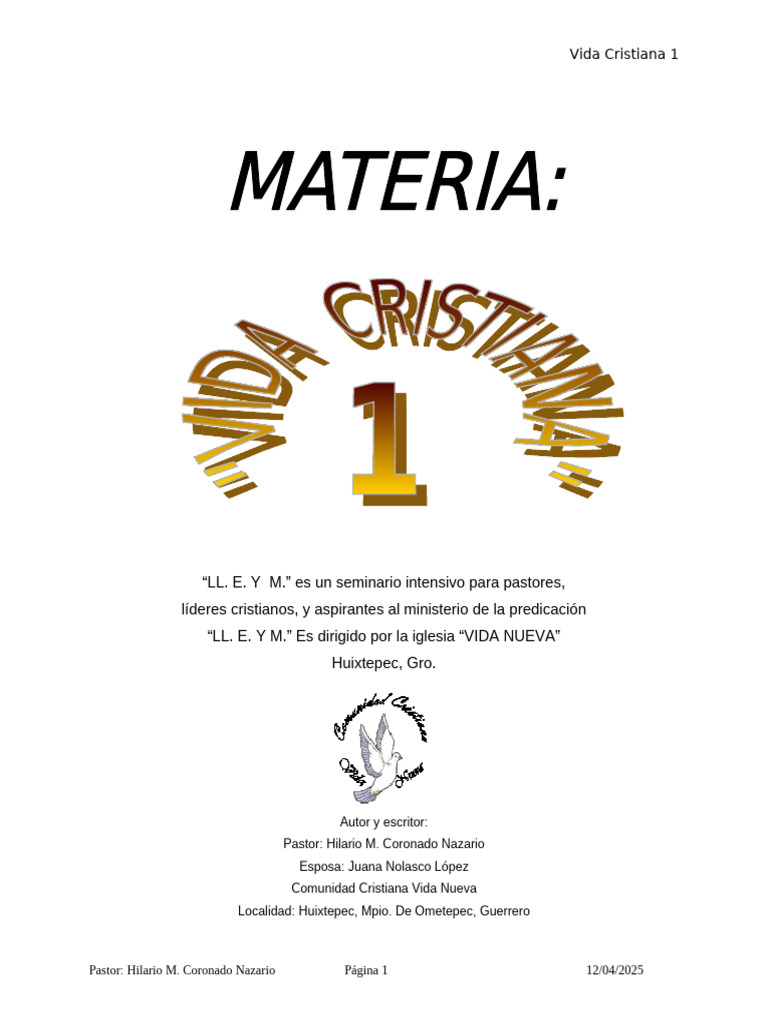 Vida Cristiana 1 | PDF | Cristo (título) | Creencia religiosa y doctrina