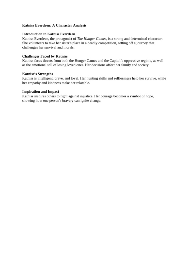 Katniss Everdeen: Character Analysis | PDF