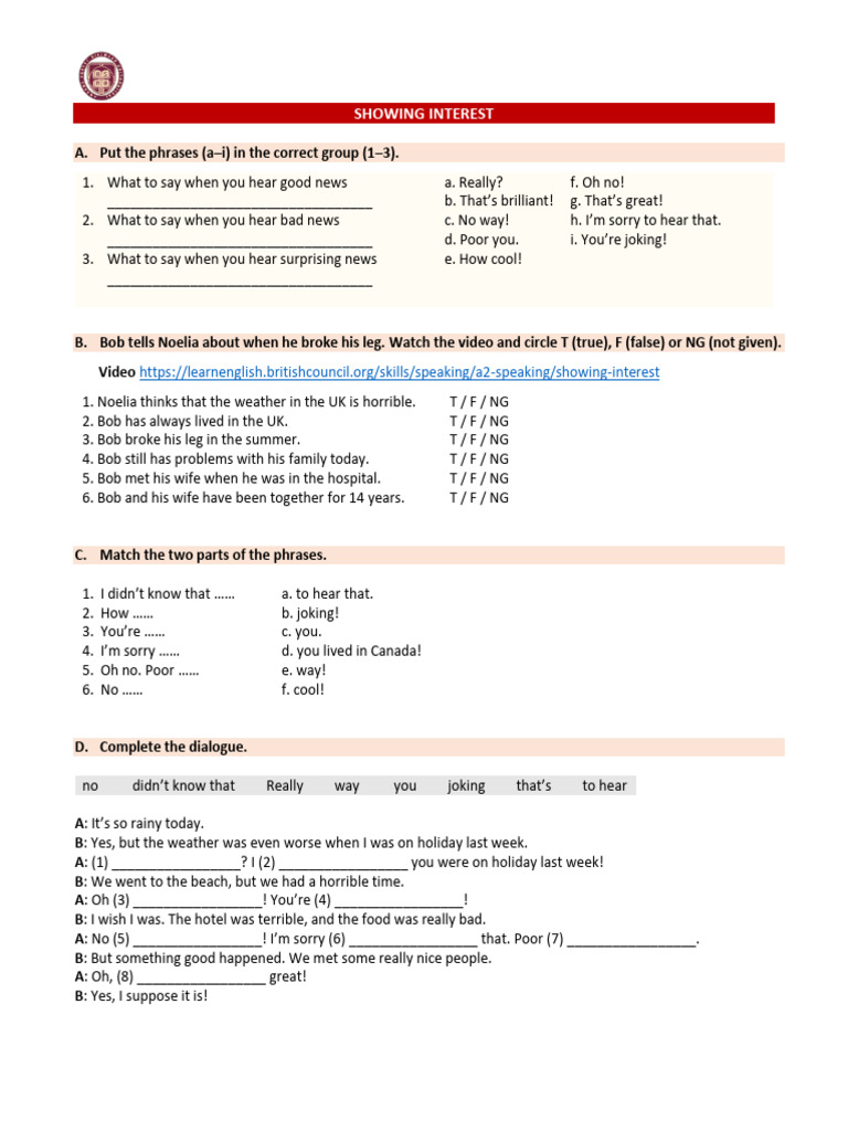 Engaging Conversations: Showing Interest | PDF