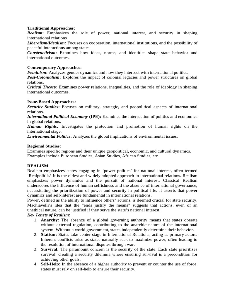 Key Theories in International Relations | PDF | Marxism | International ...