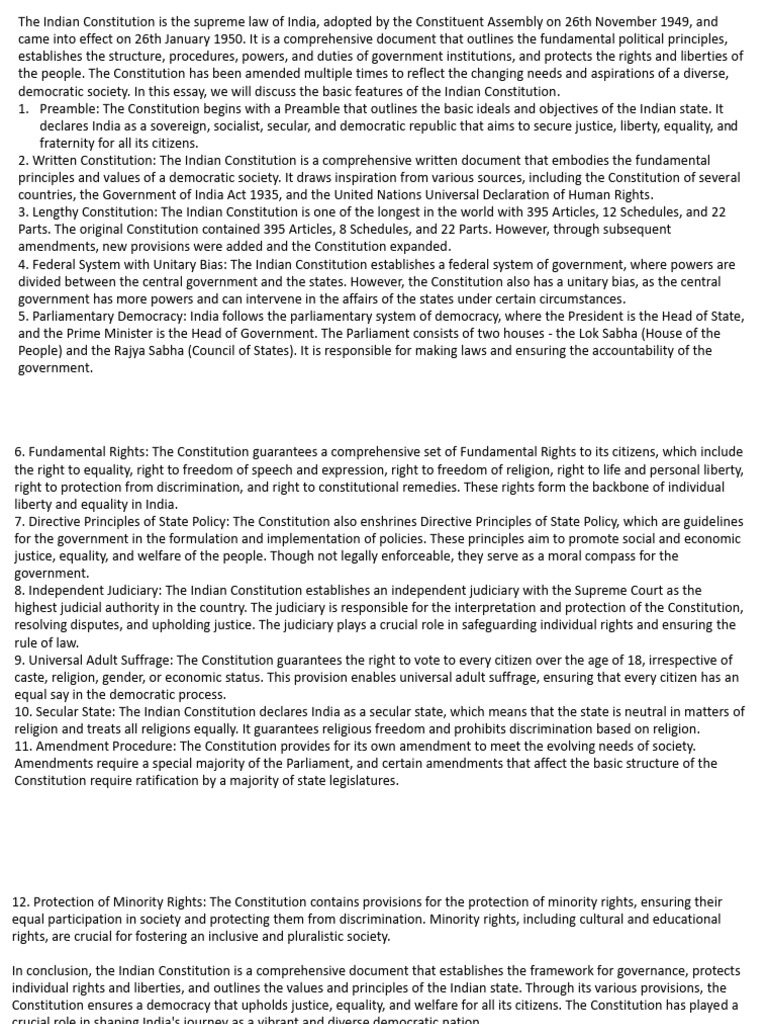 Overview of the Indian Constitution | PDF | Constitution | Government