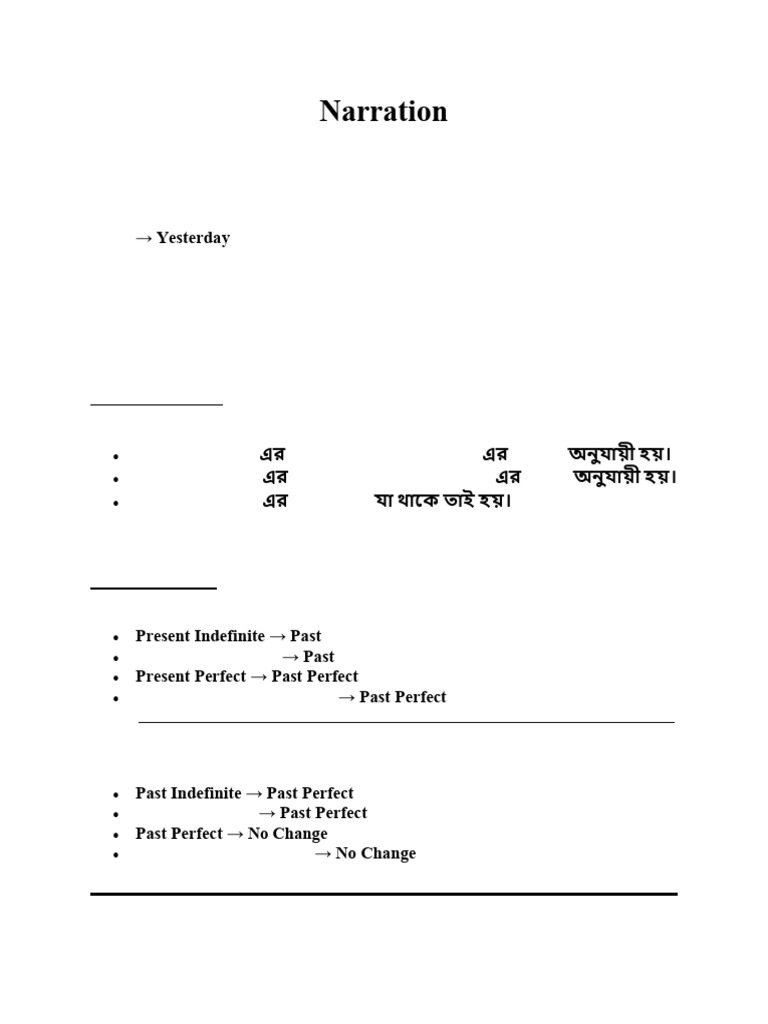 Narration Rules and Examples | PDF | Verb | Perfect (Grammar)
