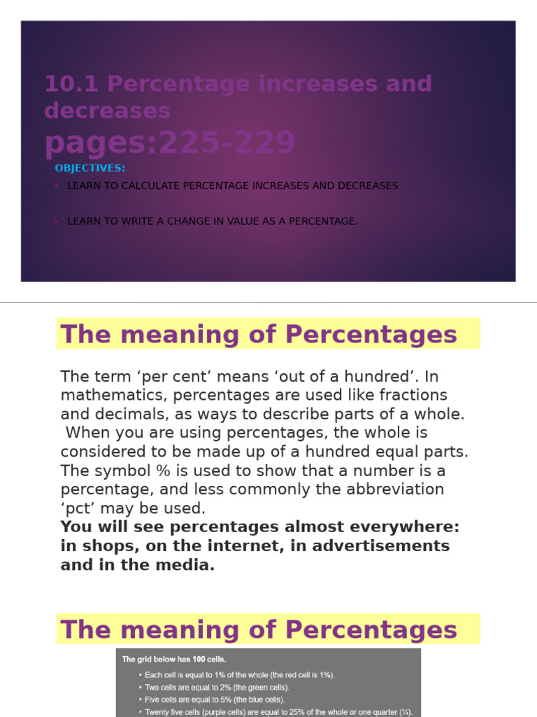 10.1 Percentage increases and decreases-5 | PDF | Percentage ...
