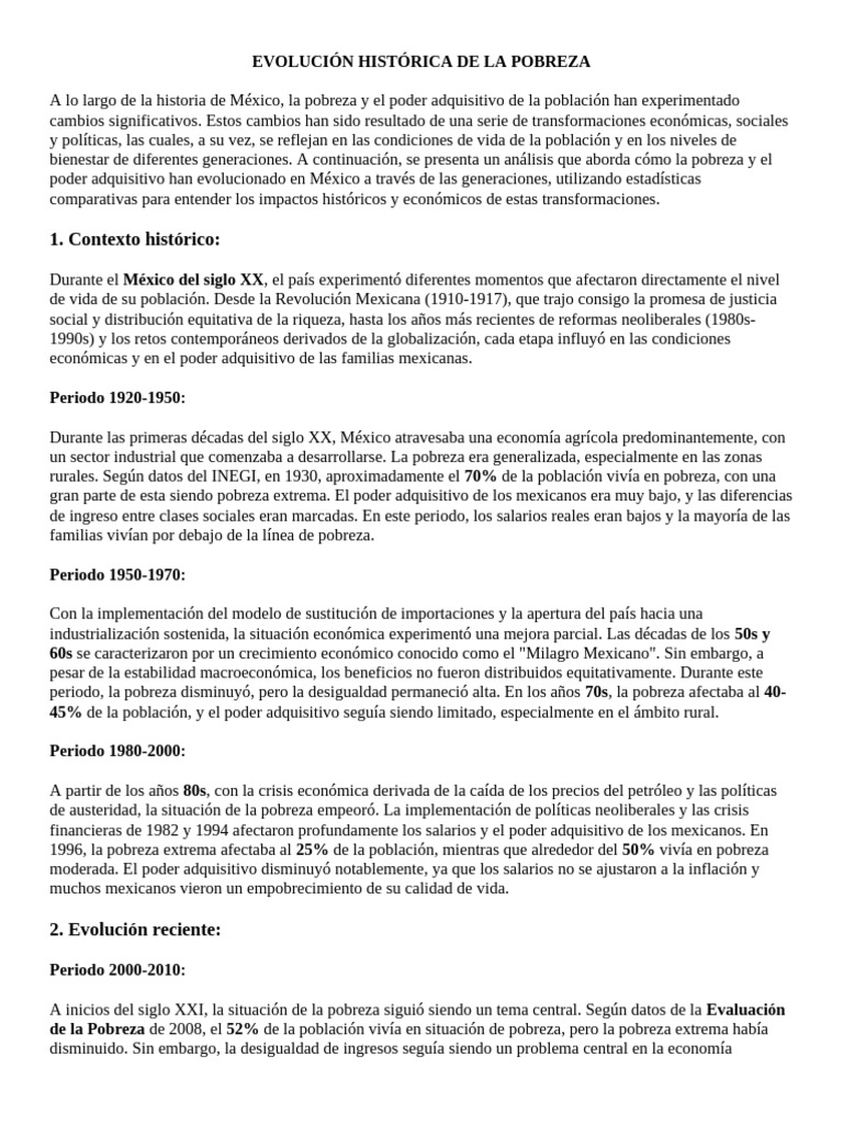Evolución de la pobreza en México | PDF | Pobreza | Pobreza e indigencia