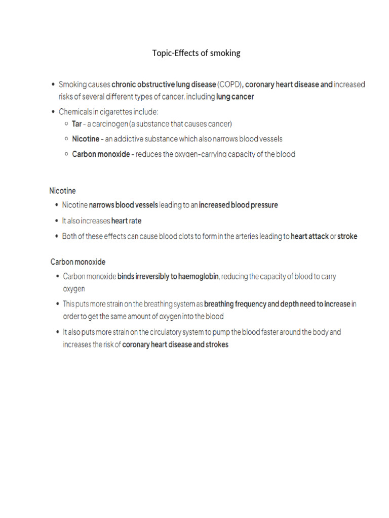 Notes - Effects of Smoking | PDF