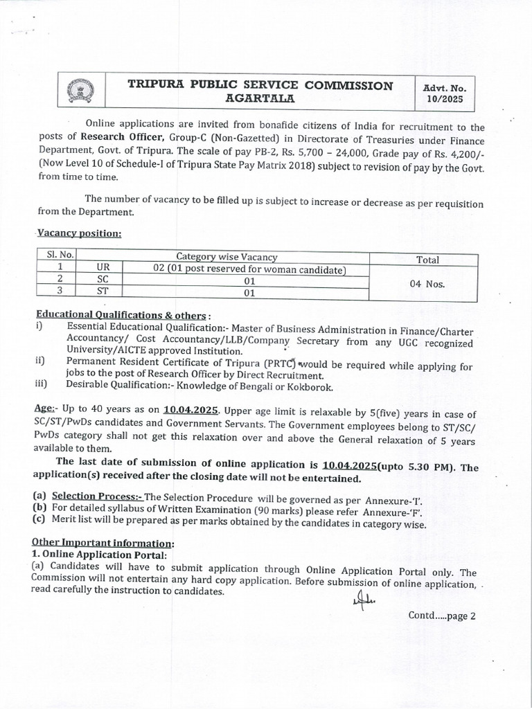 Notification For TPSC Group C Posts 67b403514706e89548025 | PDF