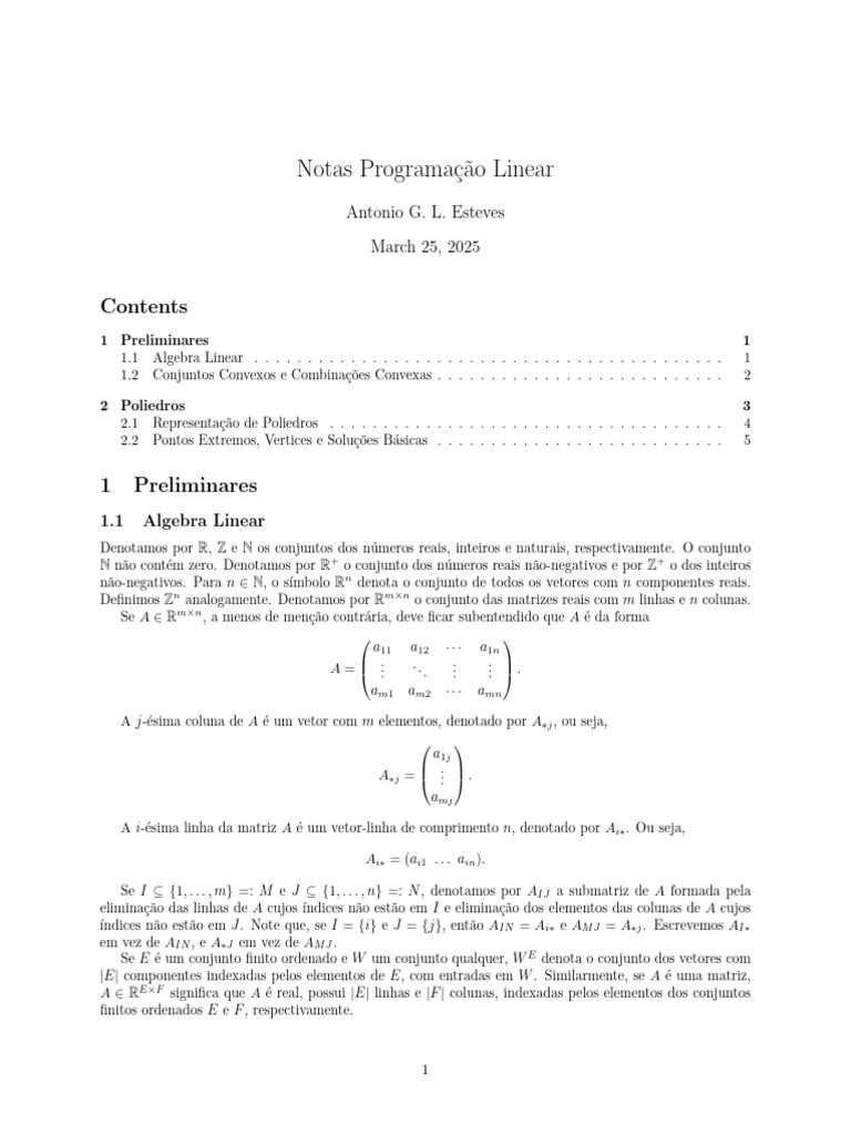 Notas sobre Programação Linear | PDF | Espaço vetorial | Matriz ...