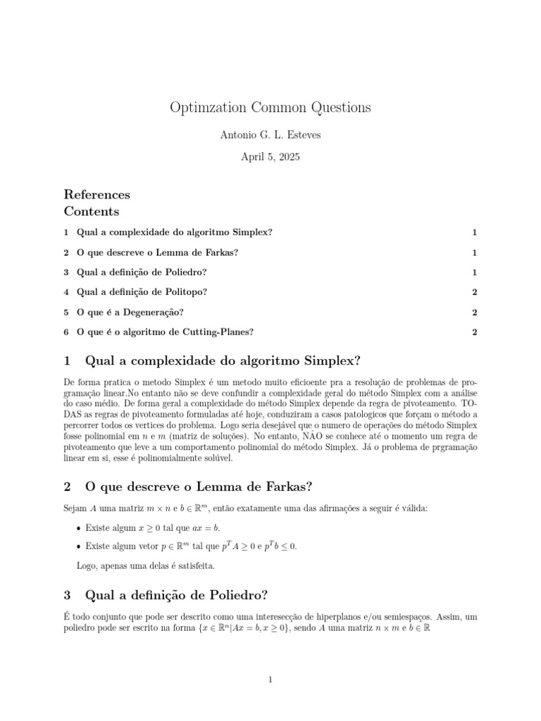 Common Optmization Questions | PDF | Programação linear | Ciência da ...