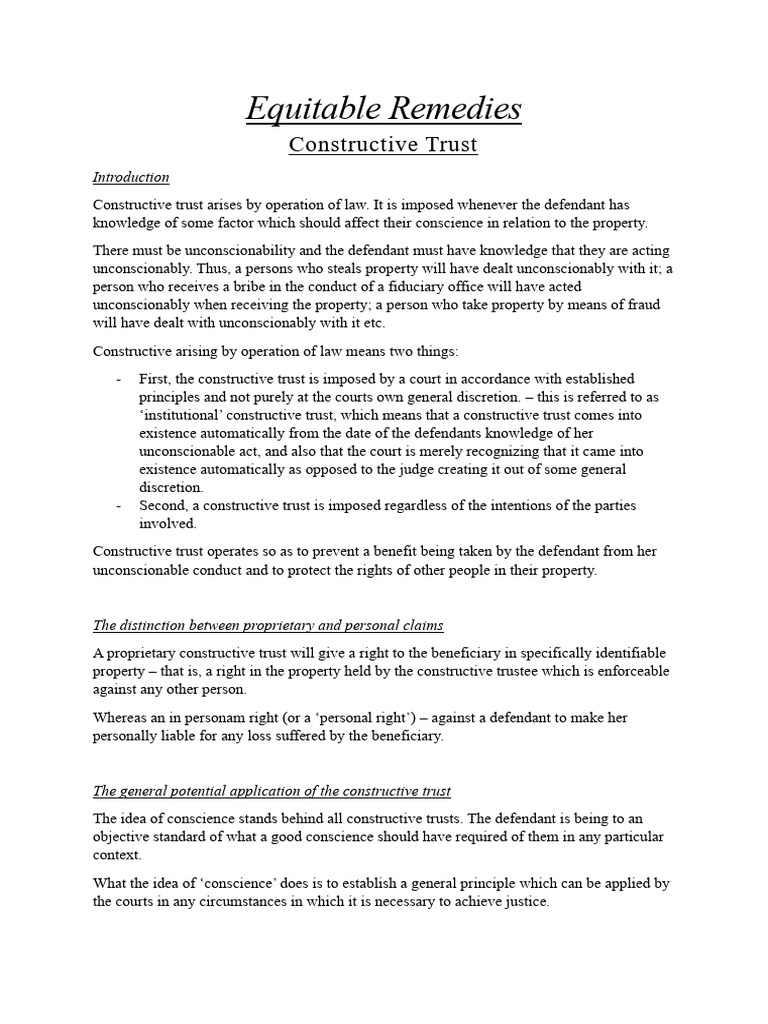 Understanding Constructive Trusts in Law | PDF | English Trust Law ...