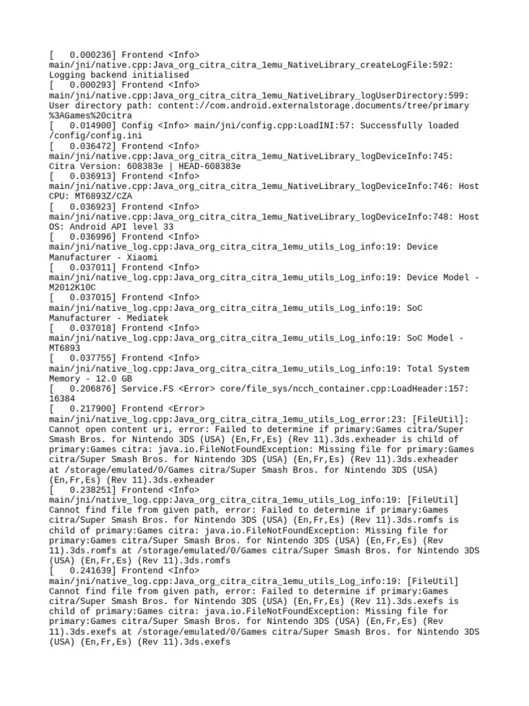Citra Emulator Log Errors on Android | PDF | The Legend Of Zelda ...
