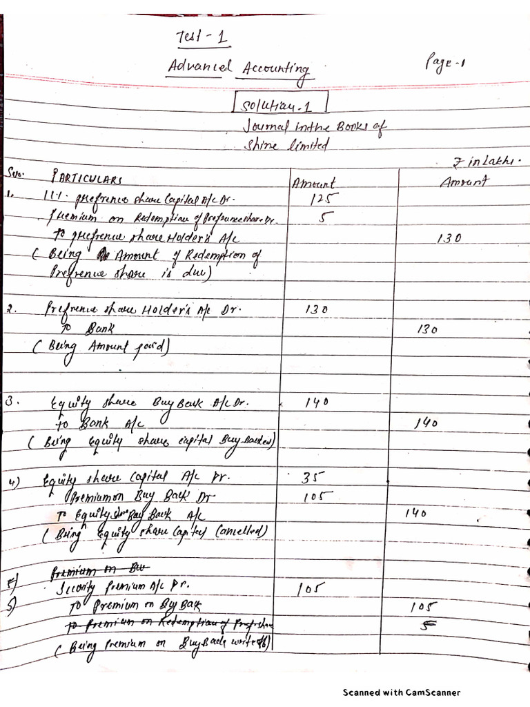 Account Answer Sheet For Ca Inter | PDF