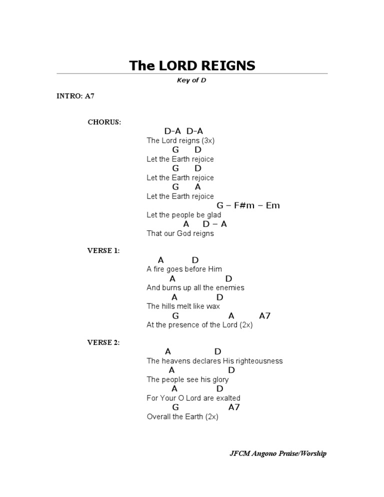 The Lord Reigns (D) | PDF | Song Structure | Mythology