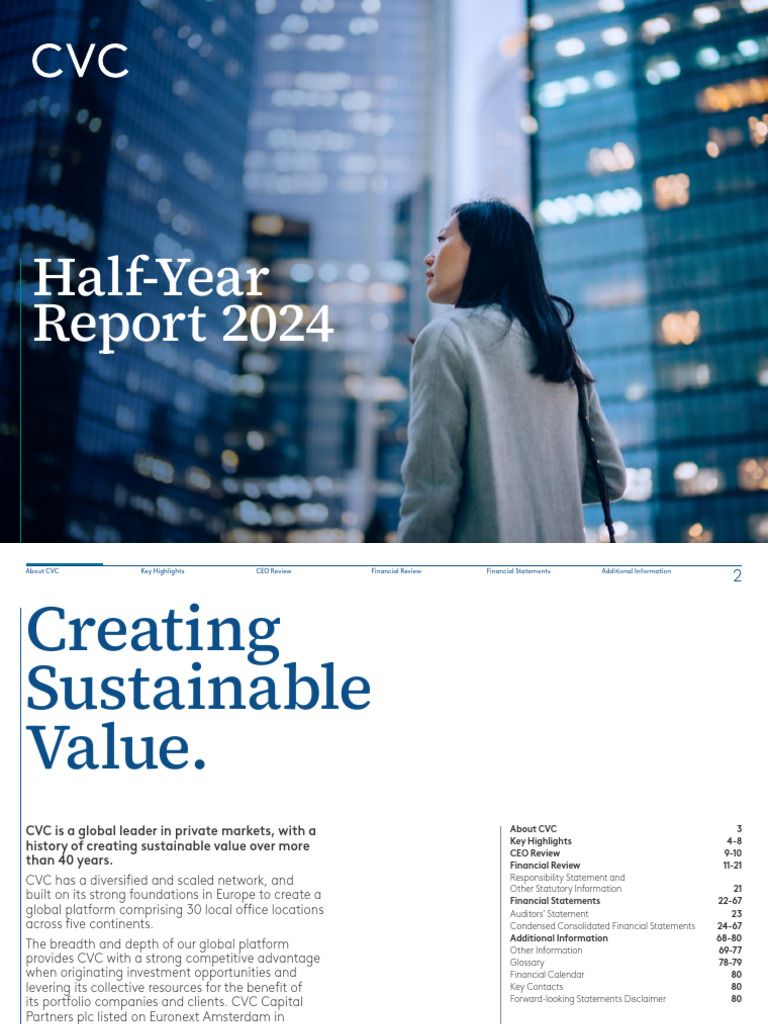 CVC Half-Year Report 2024 Overview | PDF | Private Equity | Mergers And ...