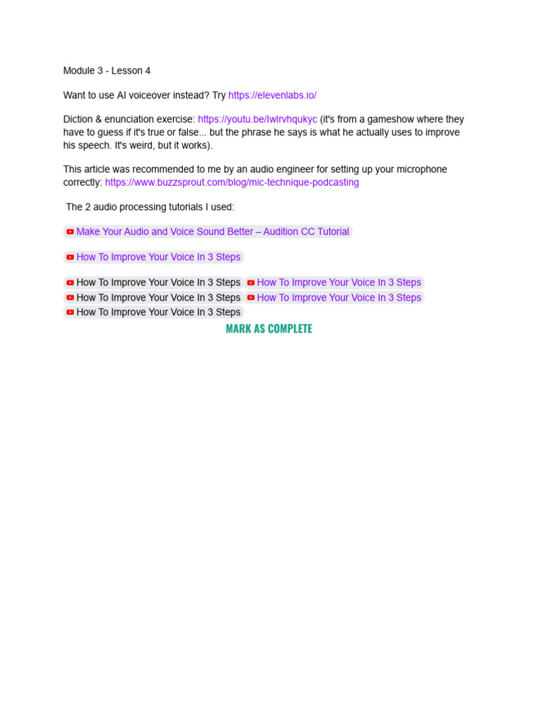 Voiceover Scripts For Audio Production Reference: 4 Recording Editing Voiceover