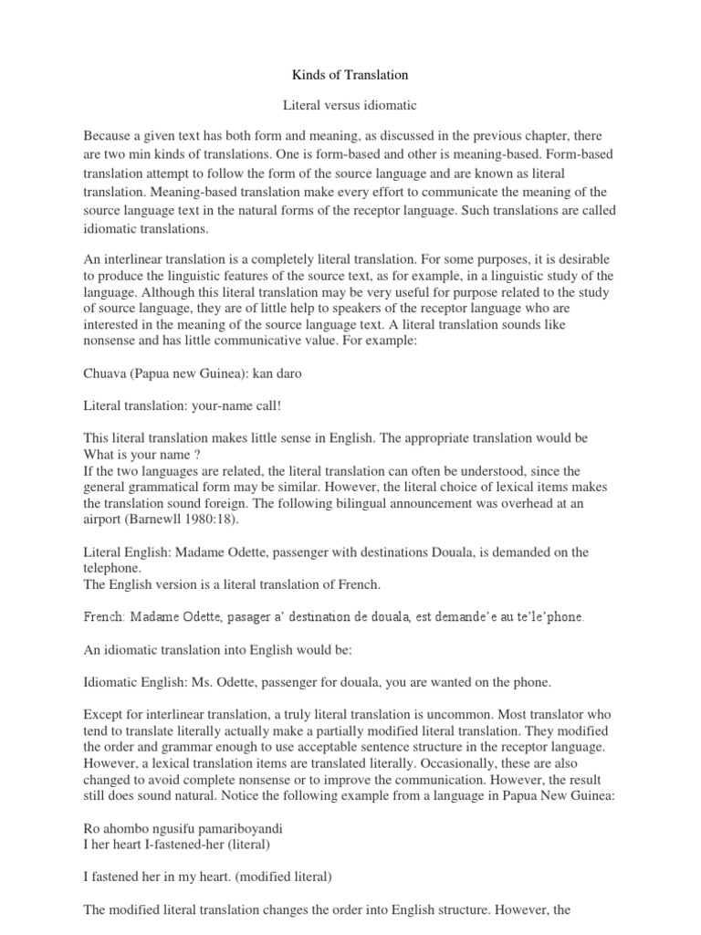 Understanding Translation Types | PDF | Idiom | Translations