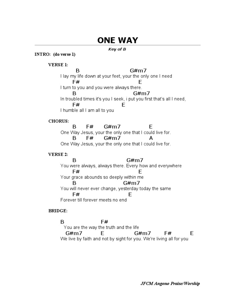 One Way Jesus Chords in B | PDF | Art