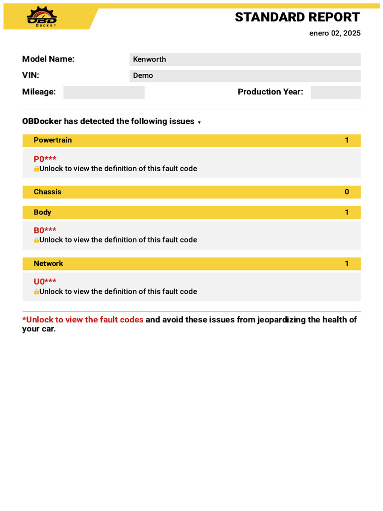 Kenworth Standard Report Summary | PDF