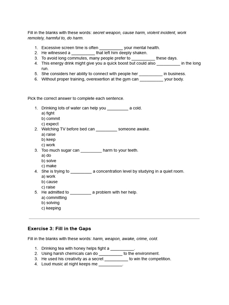 Tricky Words Exercises | PDF