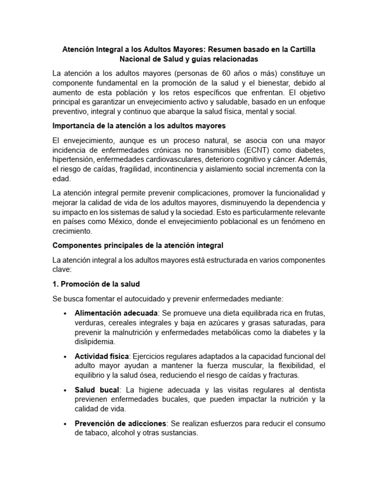Atención Integral para Adultos Mayores | PDF | Vejez | Envejecimiento