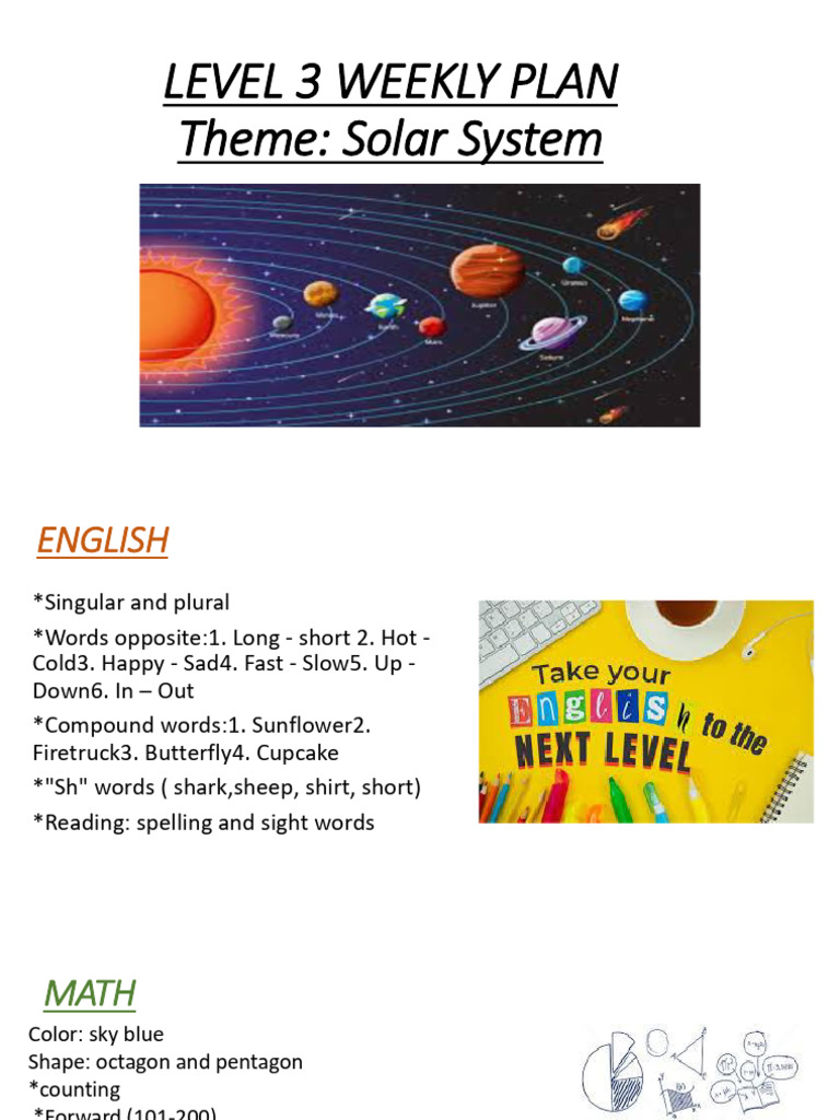 Level 3 Weekly Plan: Solar System Activities | PDF