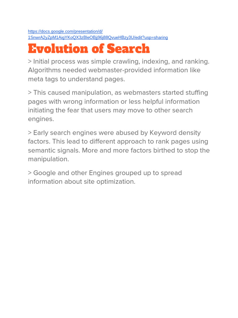 Evolution of Search Engine Algorithms | PDF