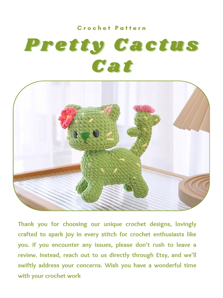 Crochet Cat Cactus Pattern Guide | PDF | Crochet | Needlework