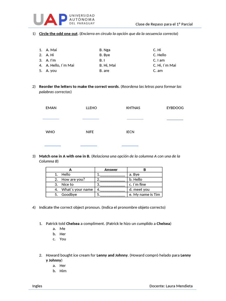 Clase de Repaso 1º PArcial | PDF | Lingüística | Sintaxis