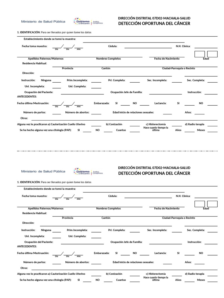 FORM. PAP | PDF | La salud de la mujer | Ciencias de la Salud