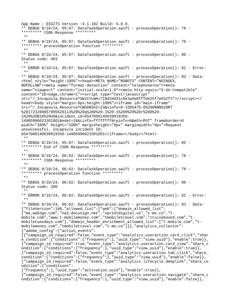 DIGITS App Debug Log Analysis | PDF | Credit Card | Debit Card