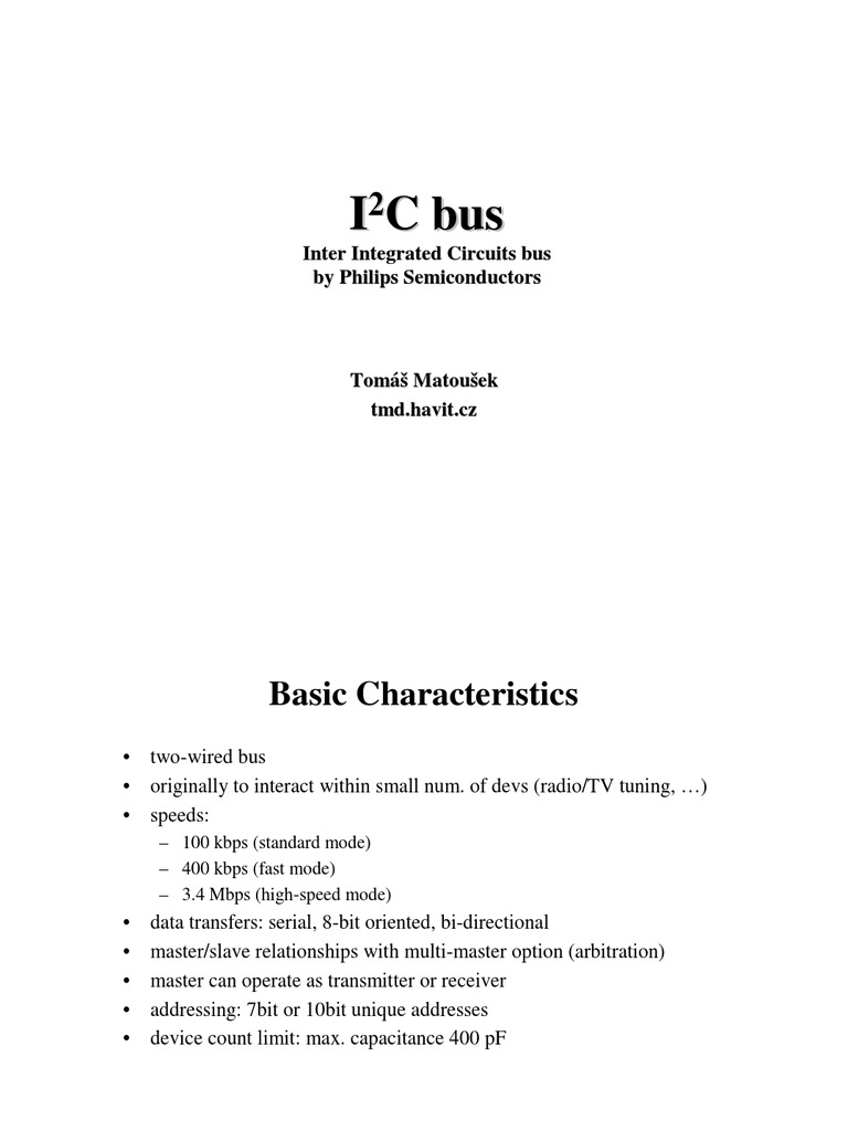I2C (InterIntegrated Circuits Bus) | PDF | Data Transmission | Computer ...