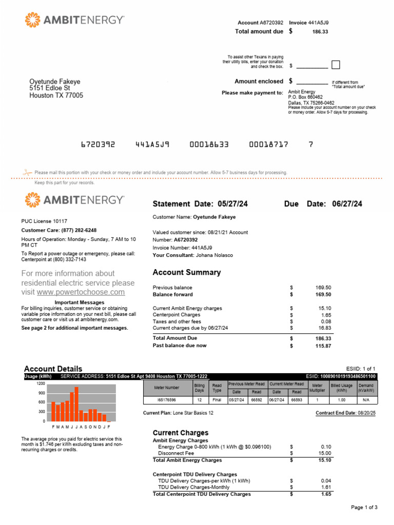 May Utility Statement - Oyetunde | PDF | Credit Card | Payments