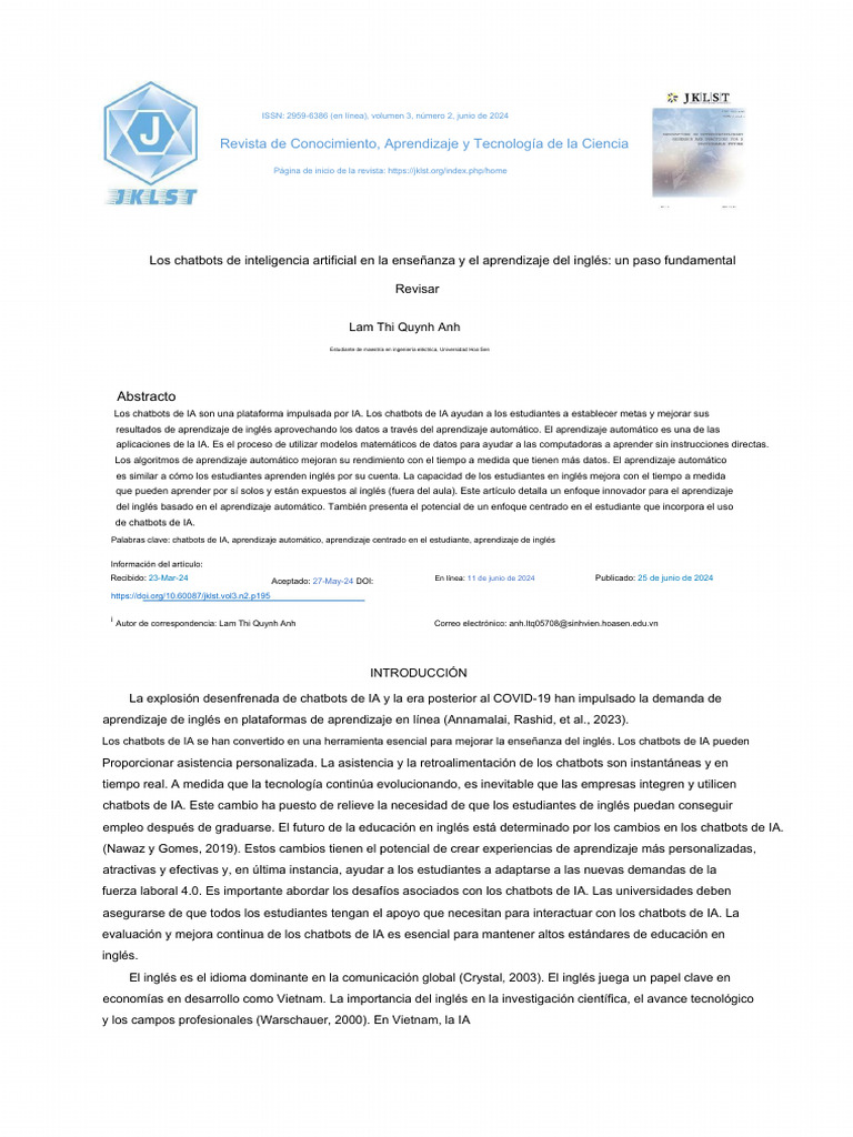 Los Chatbots de IA en La Enseñanza y El Aprendizaje Del Inglés, Una ...