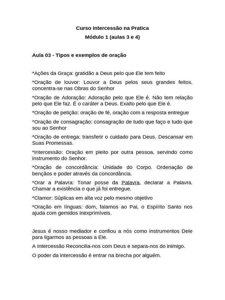 Tipos de Oração e Intercessão Cristã | PDF | Oração | Crença e doutrina ...