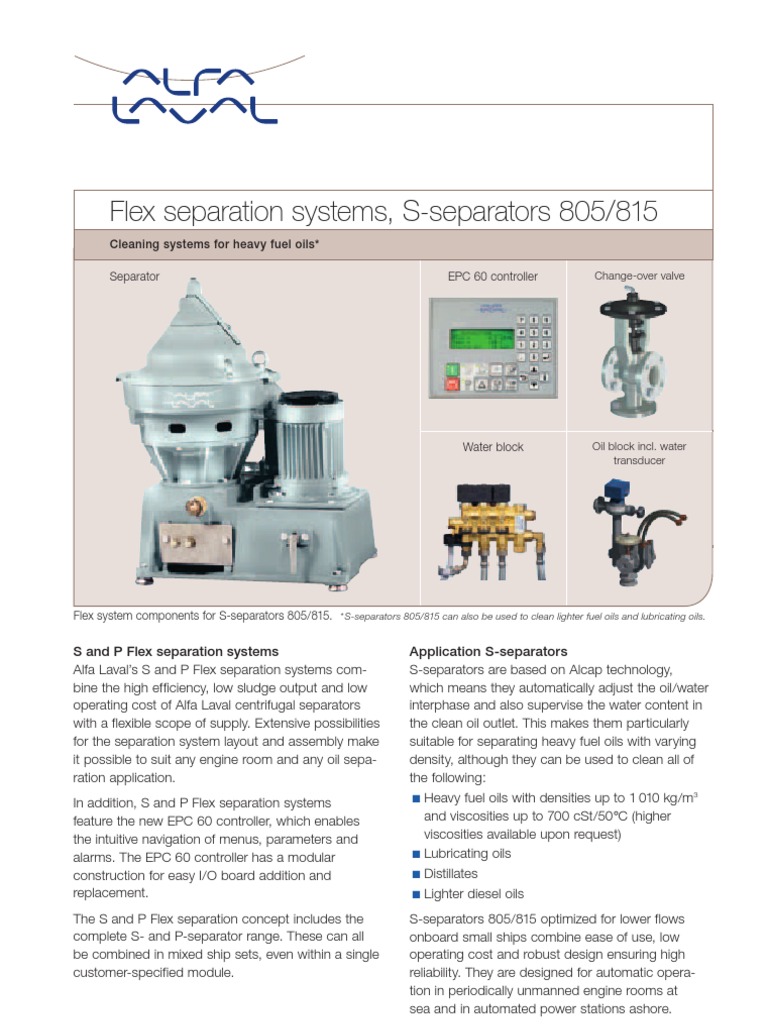 Alfa Laval S&P Flex Separator Overview | PDF | Fuel Oil | Pump